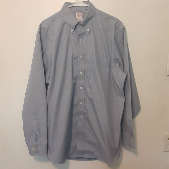 Brooks Brothers 346 16.5-4/5 Blue Houndstooth Non Iron Long Sleeve Button Up... - Picture 1 of 8